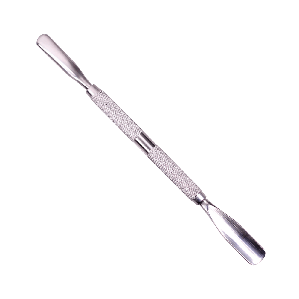 Пушер (шабер) для педикюра, цельнометаллический двусторонний, с удобной толстой ребристой ручкой  H-1401