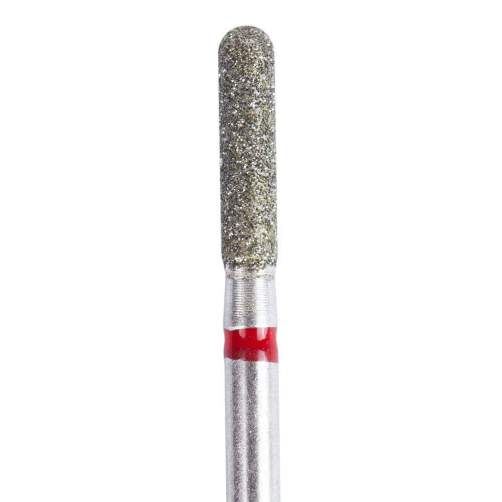 Бор алмазный "Цилиндр закругленный" зернистость: мелкая, насечка: красная, диаметр 3,1 мм